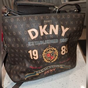 DKNY Dark Brown Logo Crossbody Bag